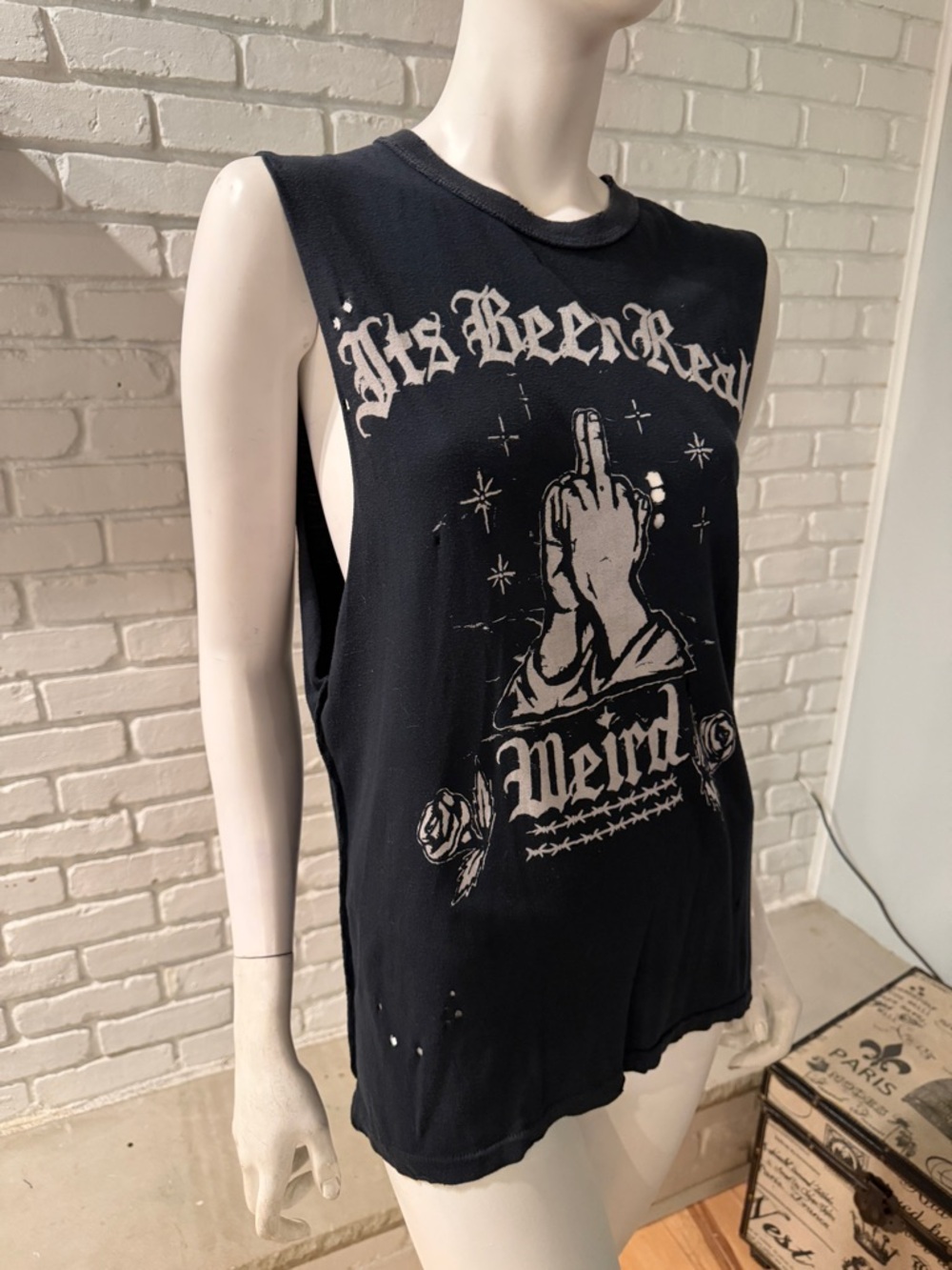 UNIF ITS BEEN REAL WEIRD BLACK OVERSIZED TANK TOP XS BRAND NEW WITHOUT TAGS - Picture 3 of 15